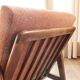 Vintage Wooden Armchair Tweed Upholstery Cushions Mid Century Design