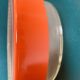 Large round Holophane wall lamp in glass and orange metal, industrial vintage decoration