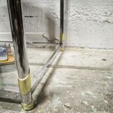 Square coffee table in chrome and gold metal