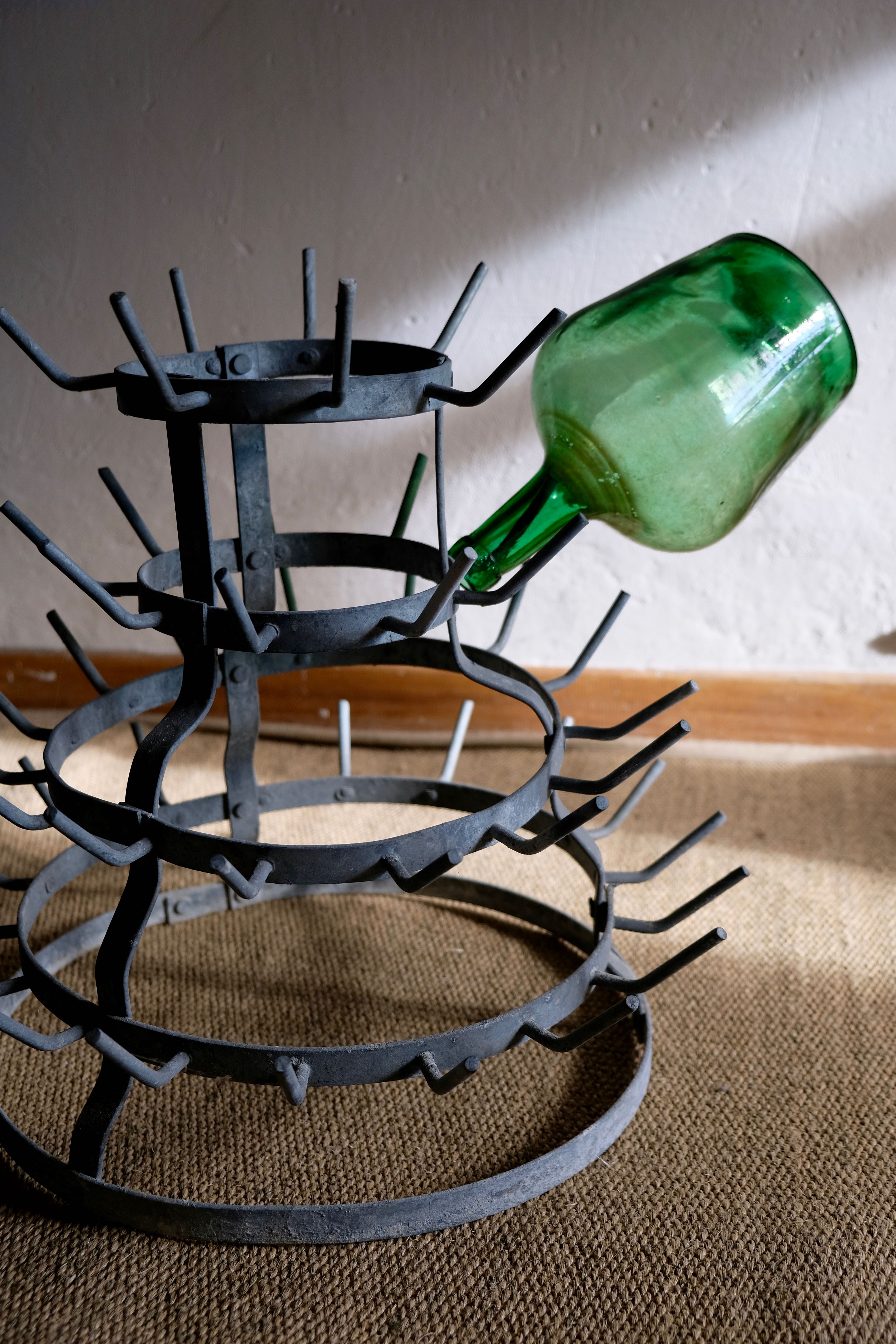 Old zinc bottle drainer