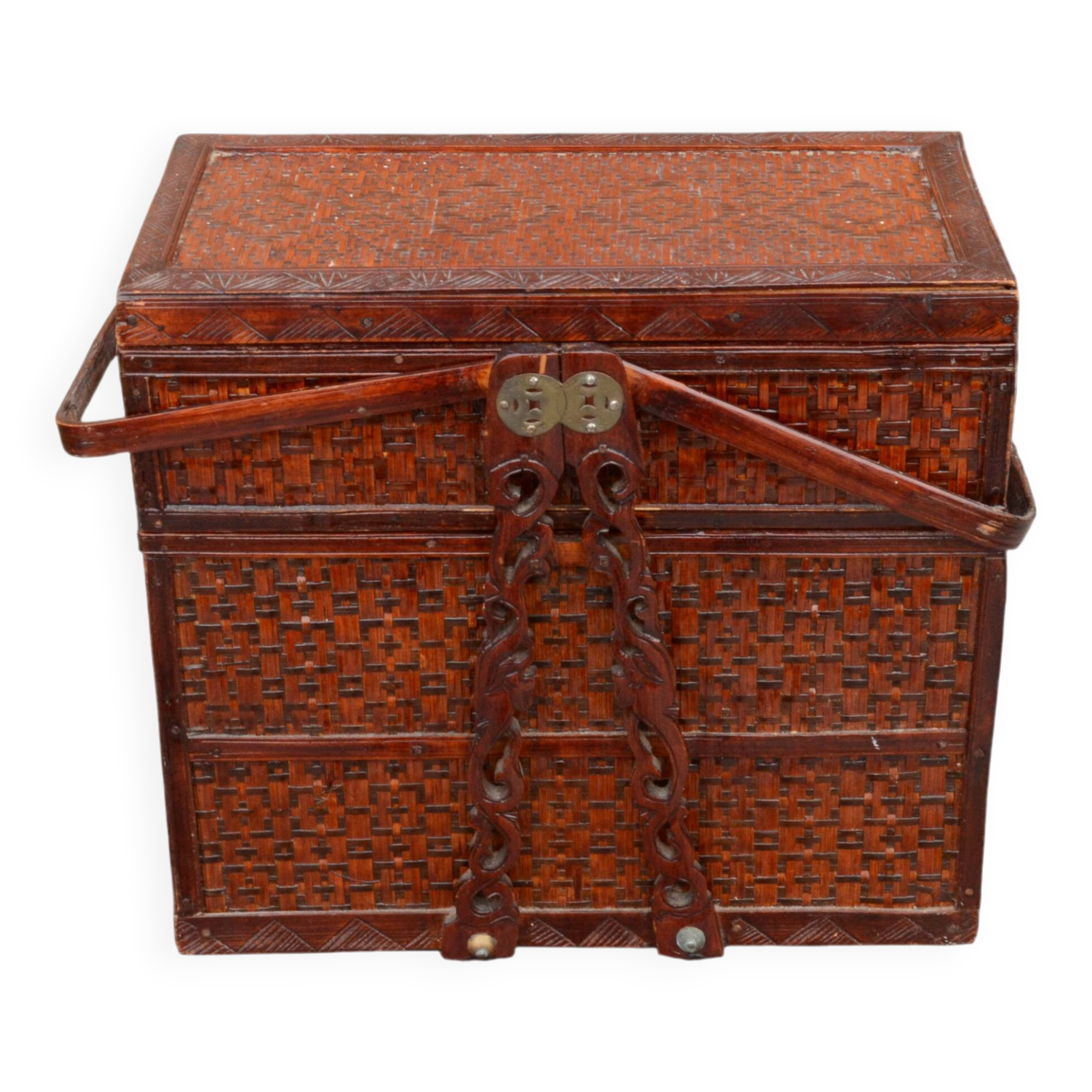 Rattan picnic basket, 20th century