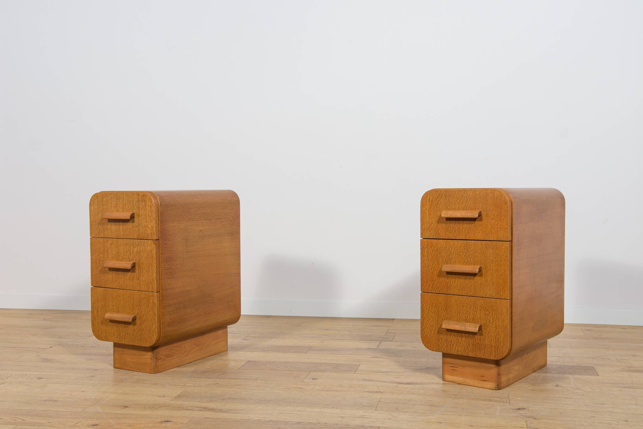 Art Deco Nightstands, Former Czechoslovakia, 1950s, Set of 2
