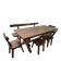 Set table, 4 chairs and a brutalist bench in the Regain style.