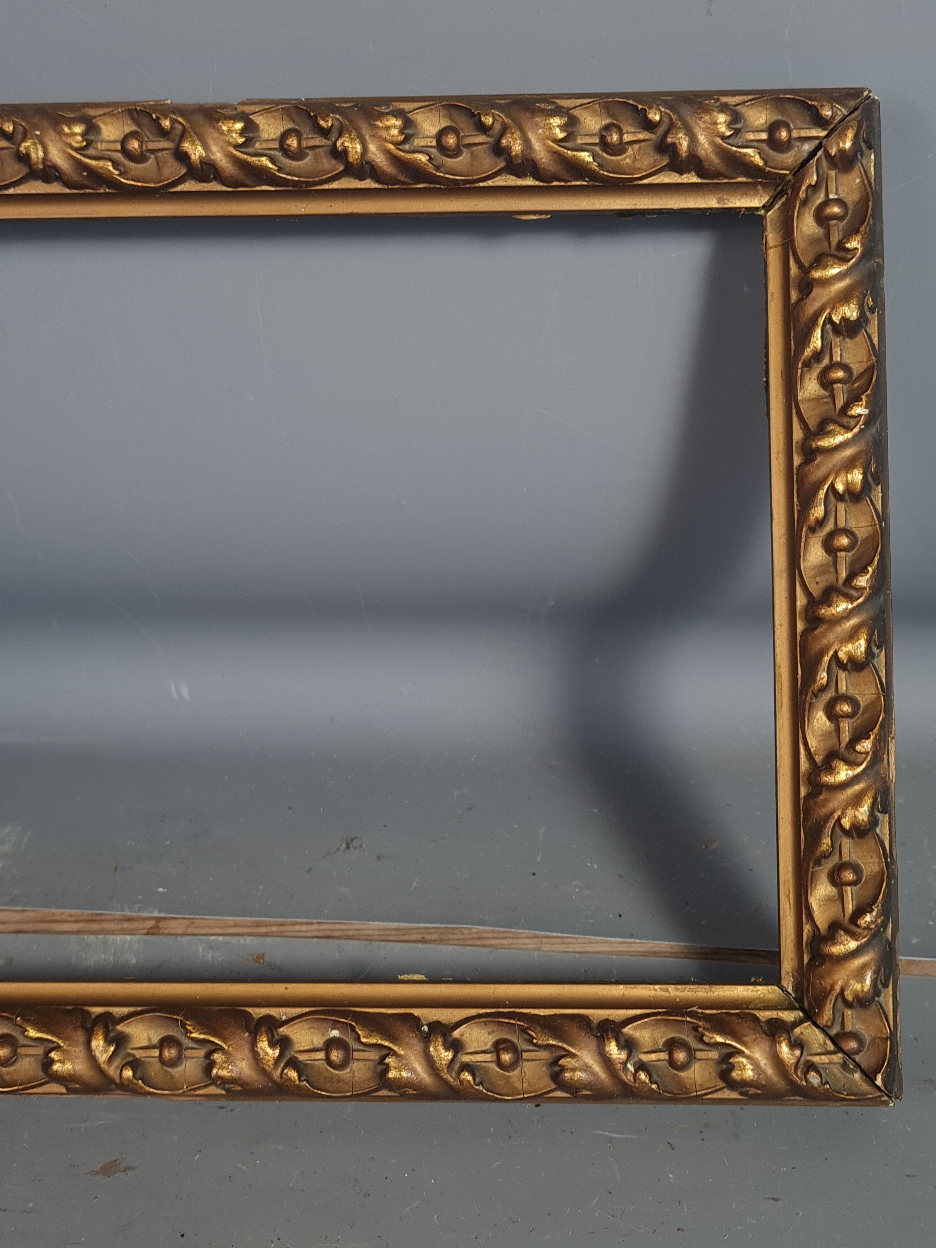 Old frame wood stucco gilded, original 36x22 cm, foliage 32x18 cm