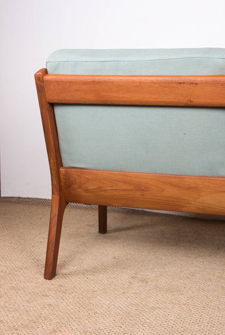 Danish 3-seater sofa in teak and new fabric, Senator model Ole Wanscher, France & Son.