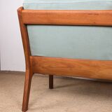 Danish 3-seater sofa in teak and new fabric, Senator model Ole Wanscher, France & Son.