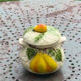 Slurry pattern pears and vintage glazed ceramic grape