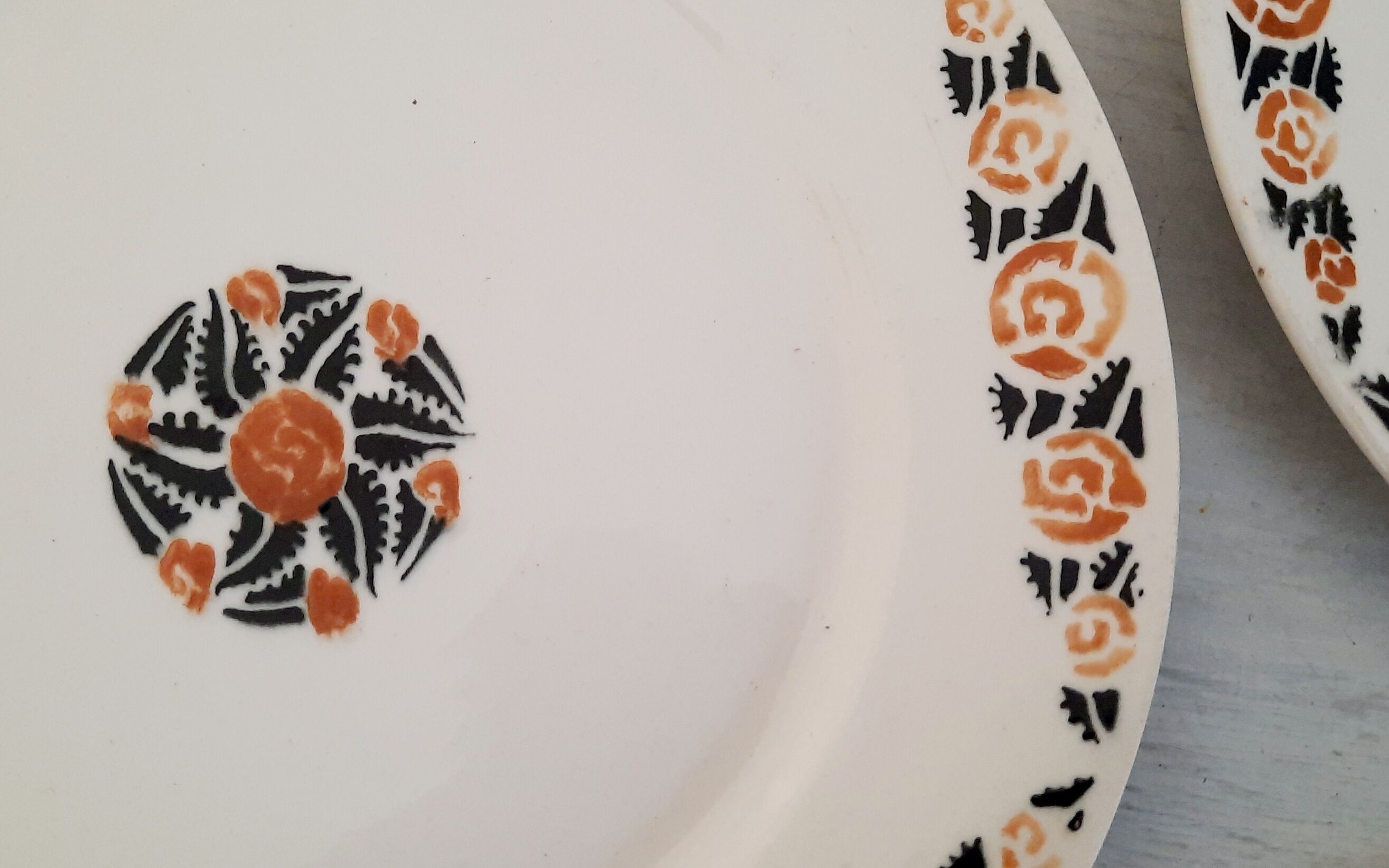 Badonviller Earthenware Dessert Plates Vintage Rosette Model