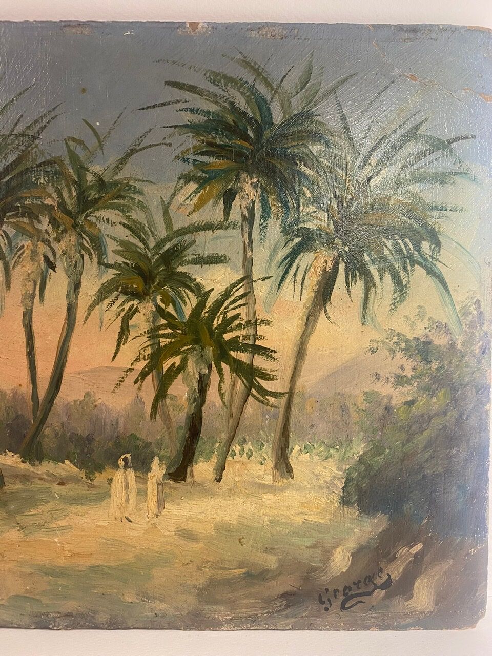 Old painting, orientalist landscape, signed, XX century