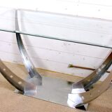Vintage metal chrome eiffel tower console table