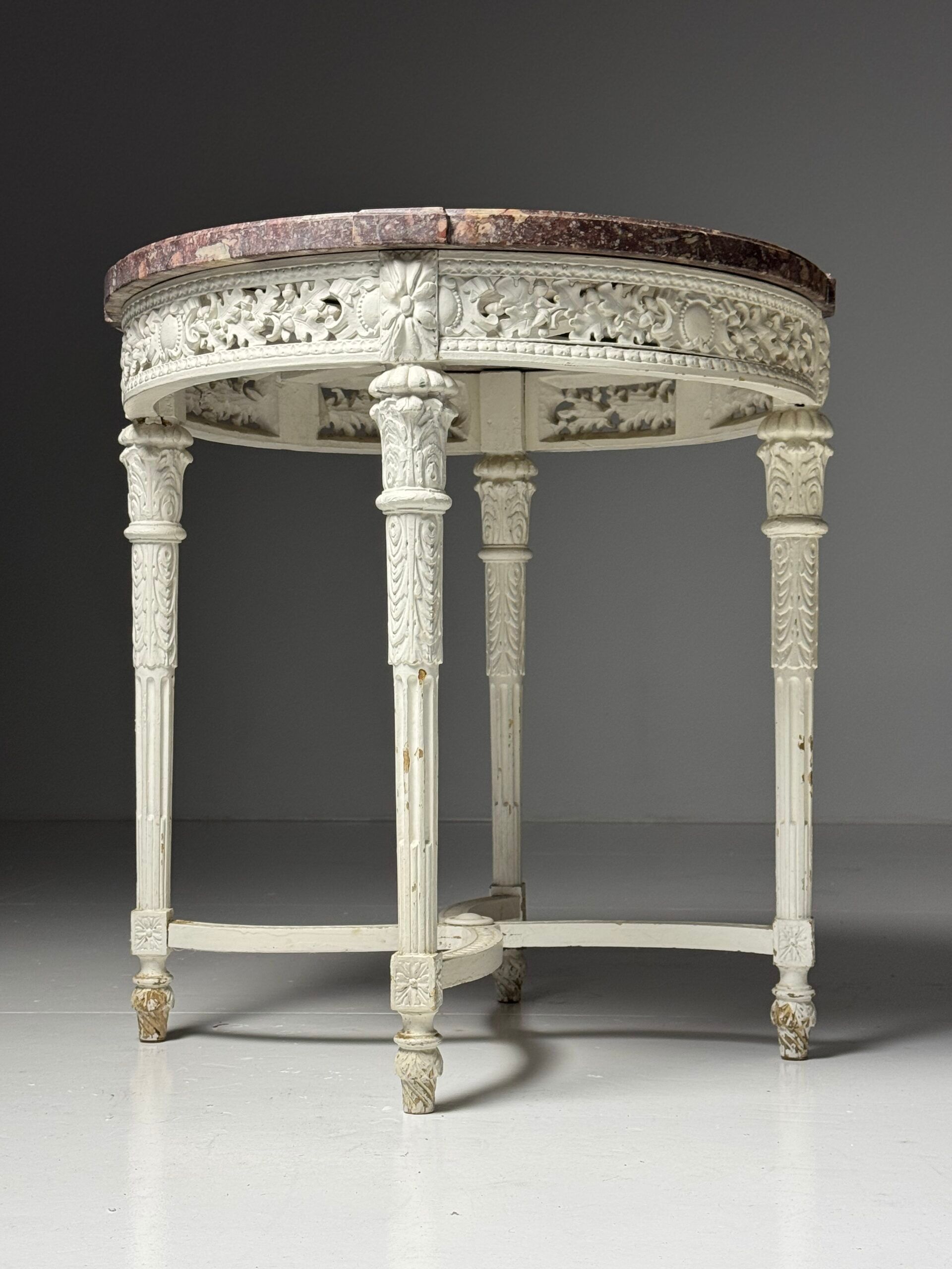 Table de café guéridon en marbre rouge du 19ème siècle