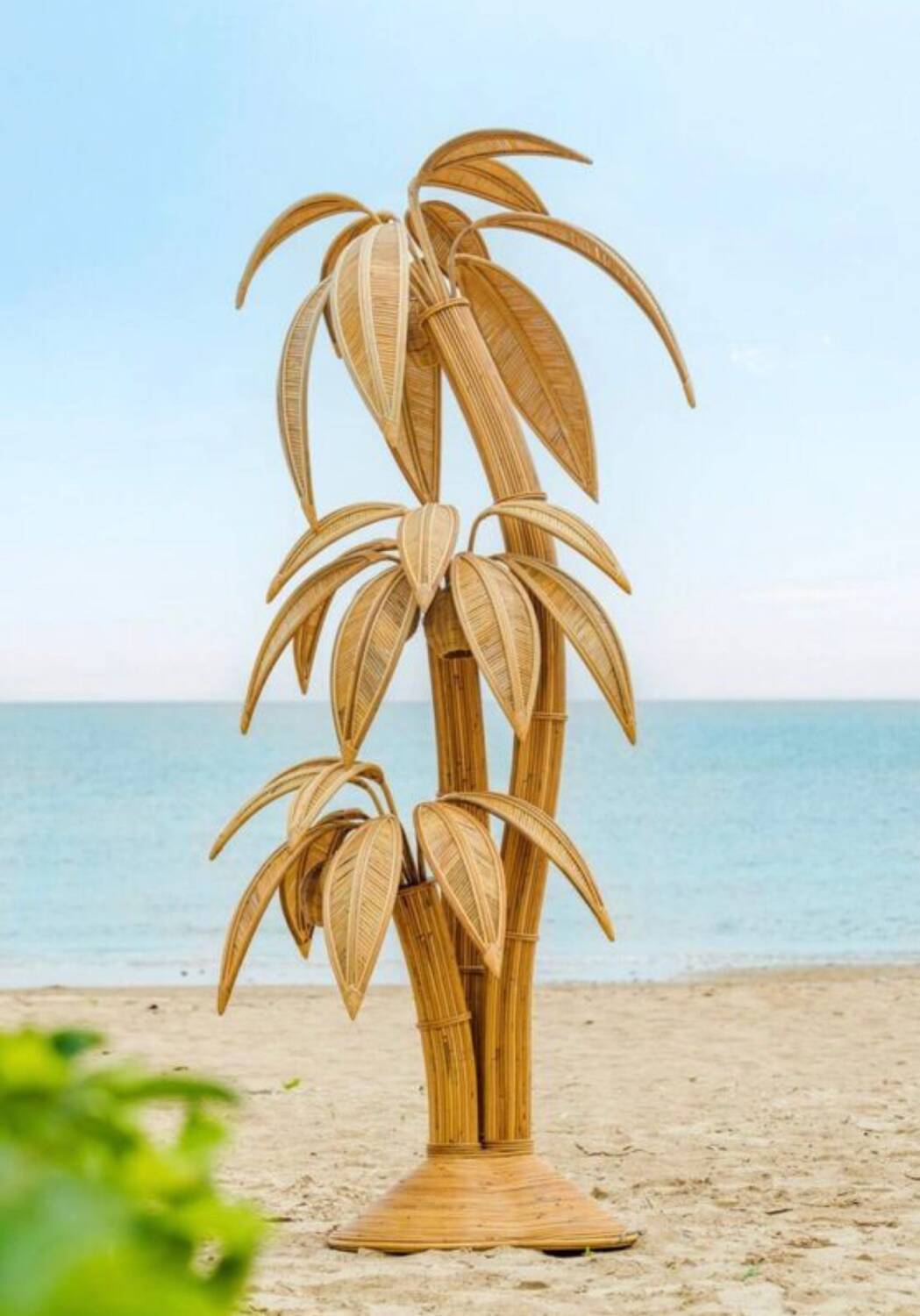 Large rattan “coconut/palm tree” floor lamp