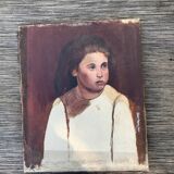 Portrait oil on old canvas