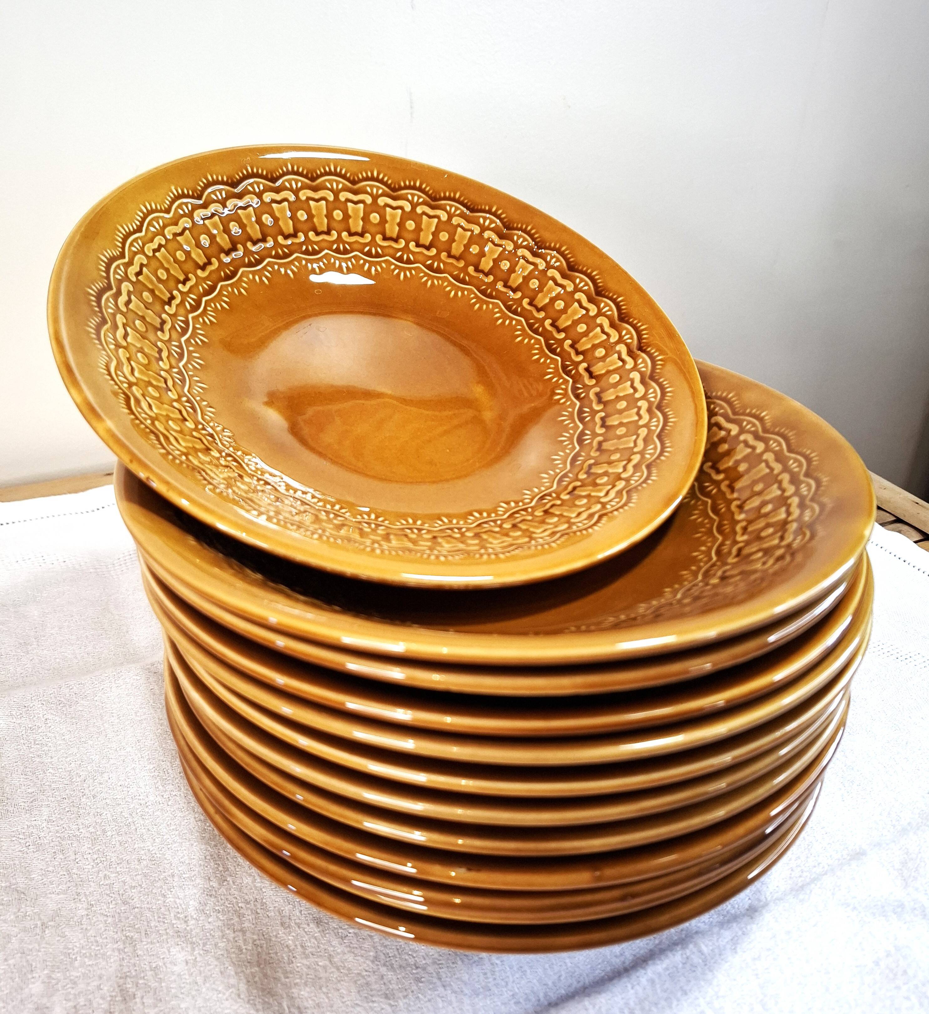 Glazed ceramic plates Gien
