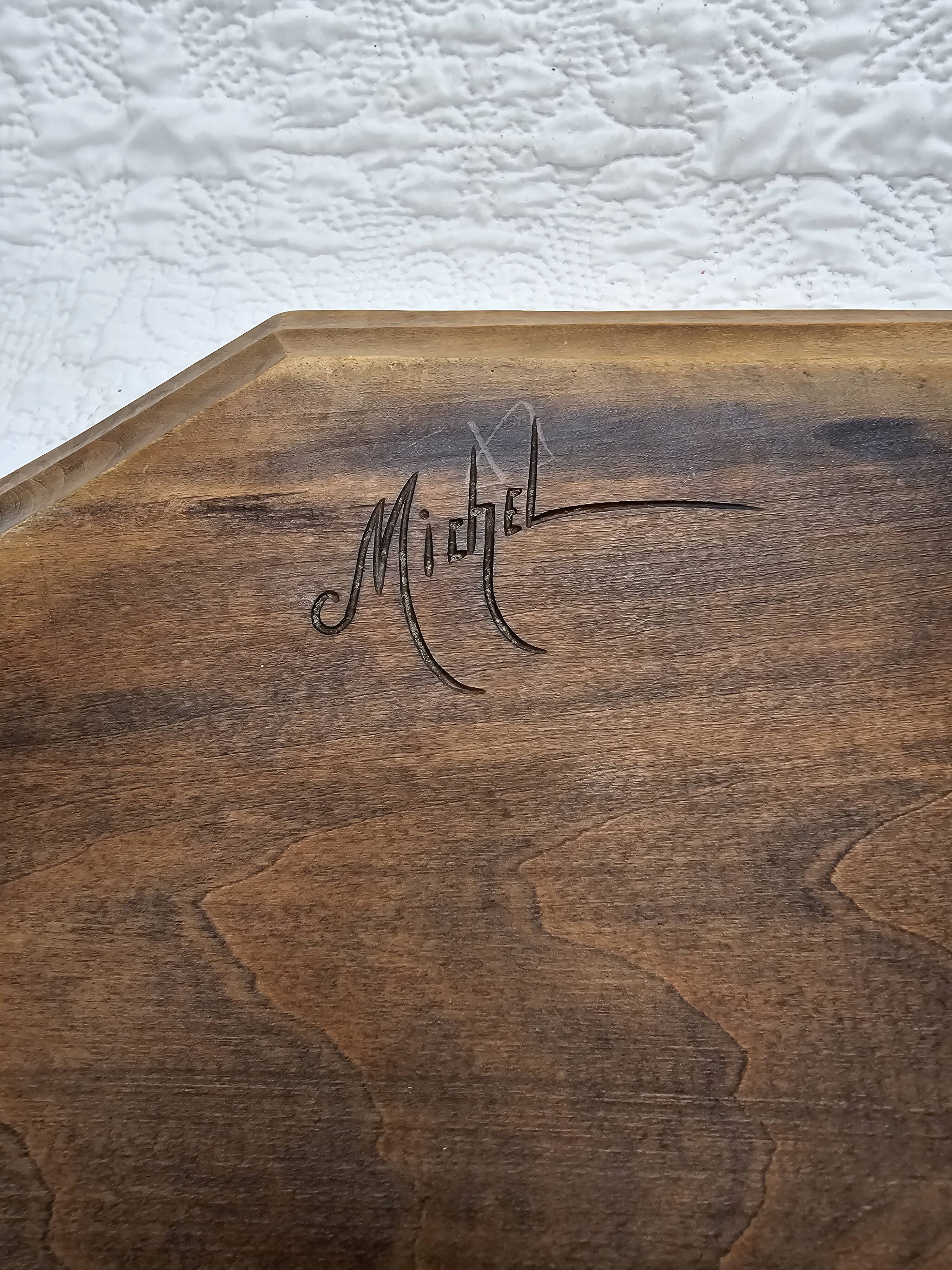 Handmade carved wooden tray