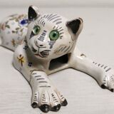 Bouquetière d'applique chat faïence desvres géo martel décor flowers