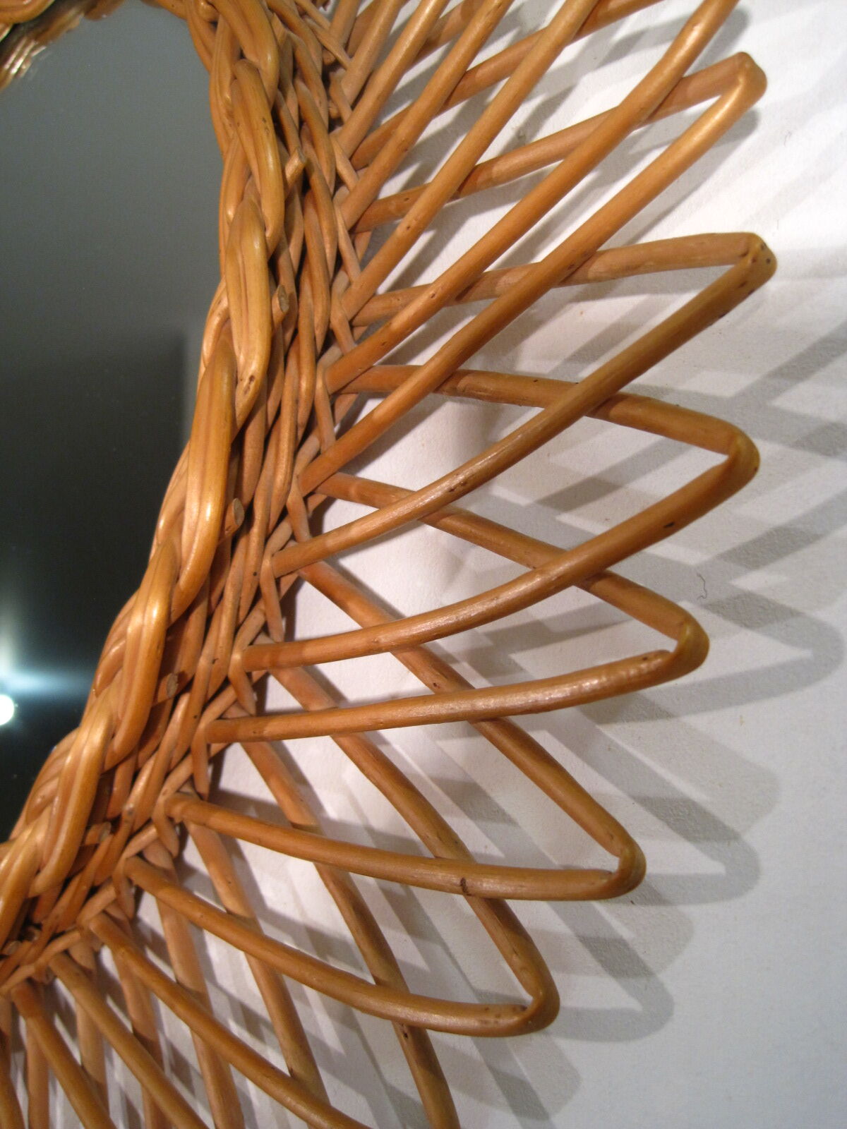 Vintage Sun Mirror in rattan 1960s - 44cm