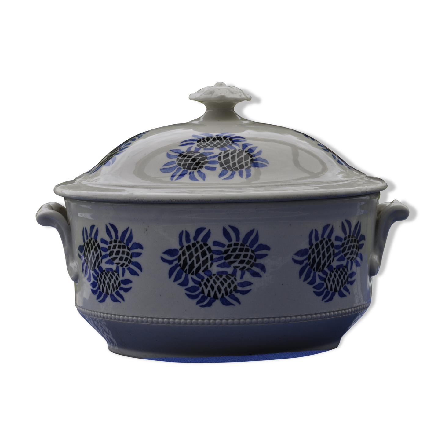Légumier ancien grès céramique Terre d'Acier Revol chardon bleu noir