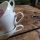3 Bavaria Winterling porcelain cups – 1950s pink and green decor