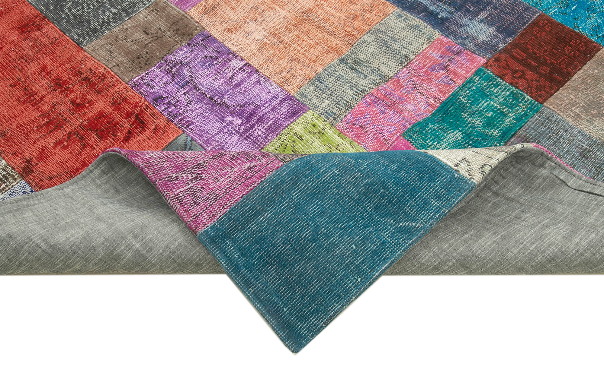 Handwoven anatolian contemporary 202 cm x 301 cm multicolor patchwork carpet