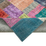 Handwoven anatolian contemporary 202 cm x 301 cm multicolor patchwork carpet