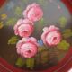 antique round wooden tray with rose decorations