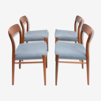 Danish teak chairs model 75 by Niels Otto Møller, Set of 4