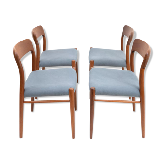 Danish teak chairs model 75 by Niels Otto Møller, Set of 4