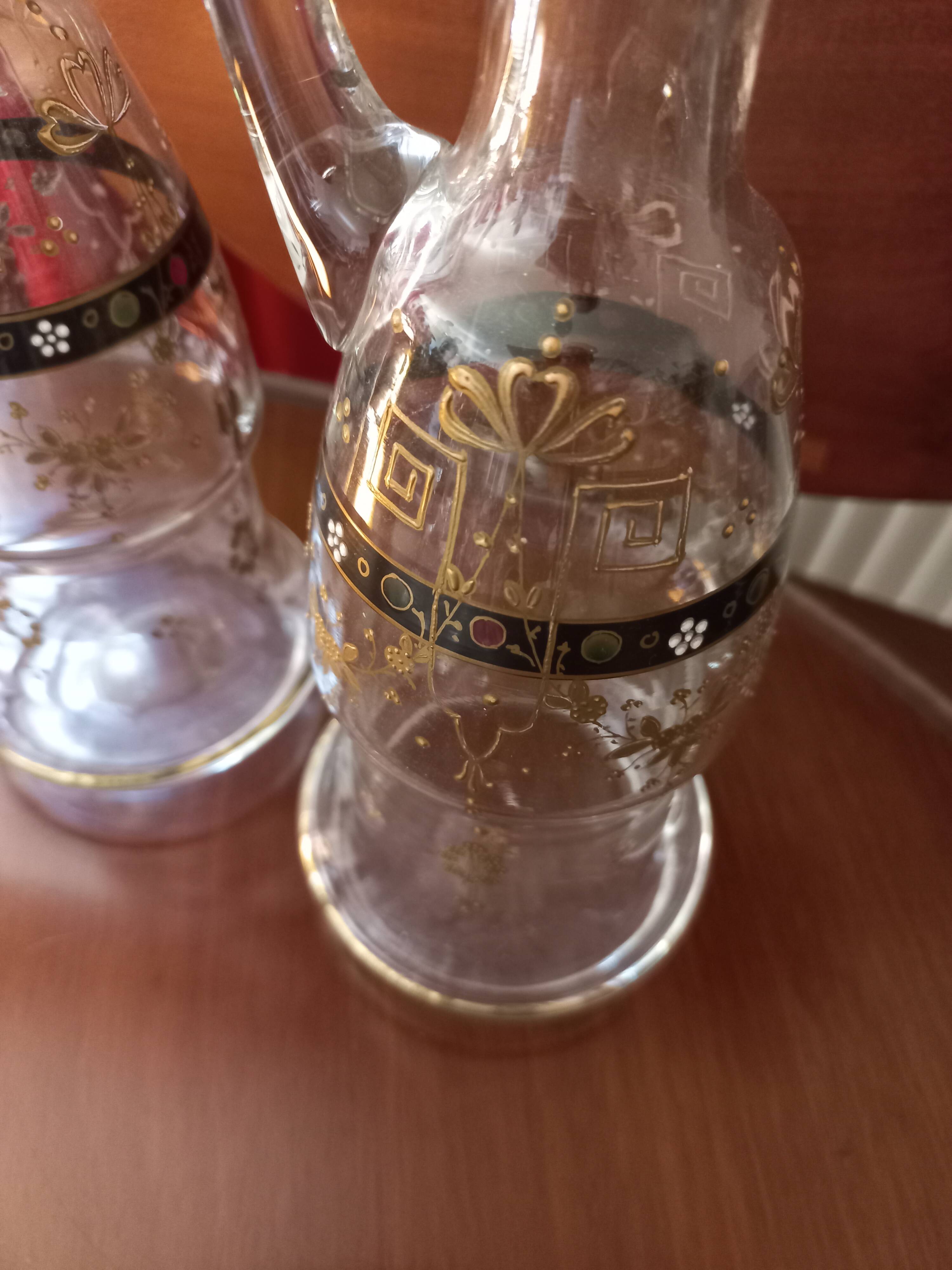 10-piece enameled crystal liqueur set