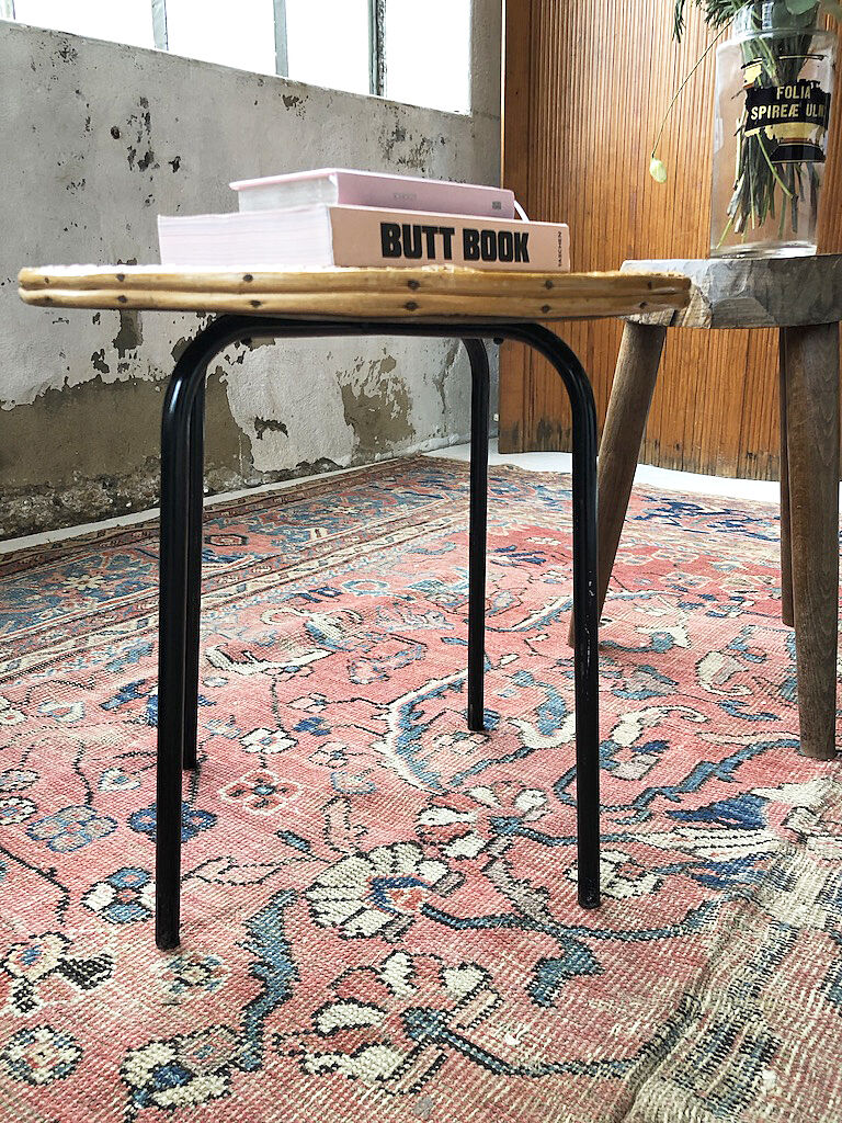 Wicker and metal coffee table