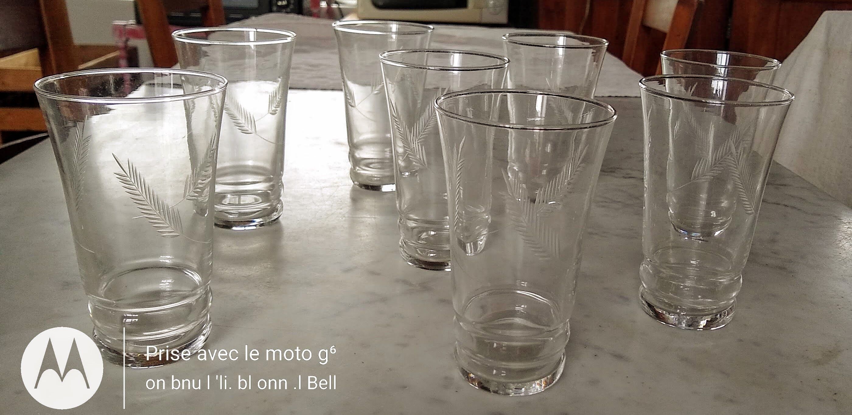 8 water glasses cut with sheaves of wheat from the 50s-60s