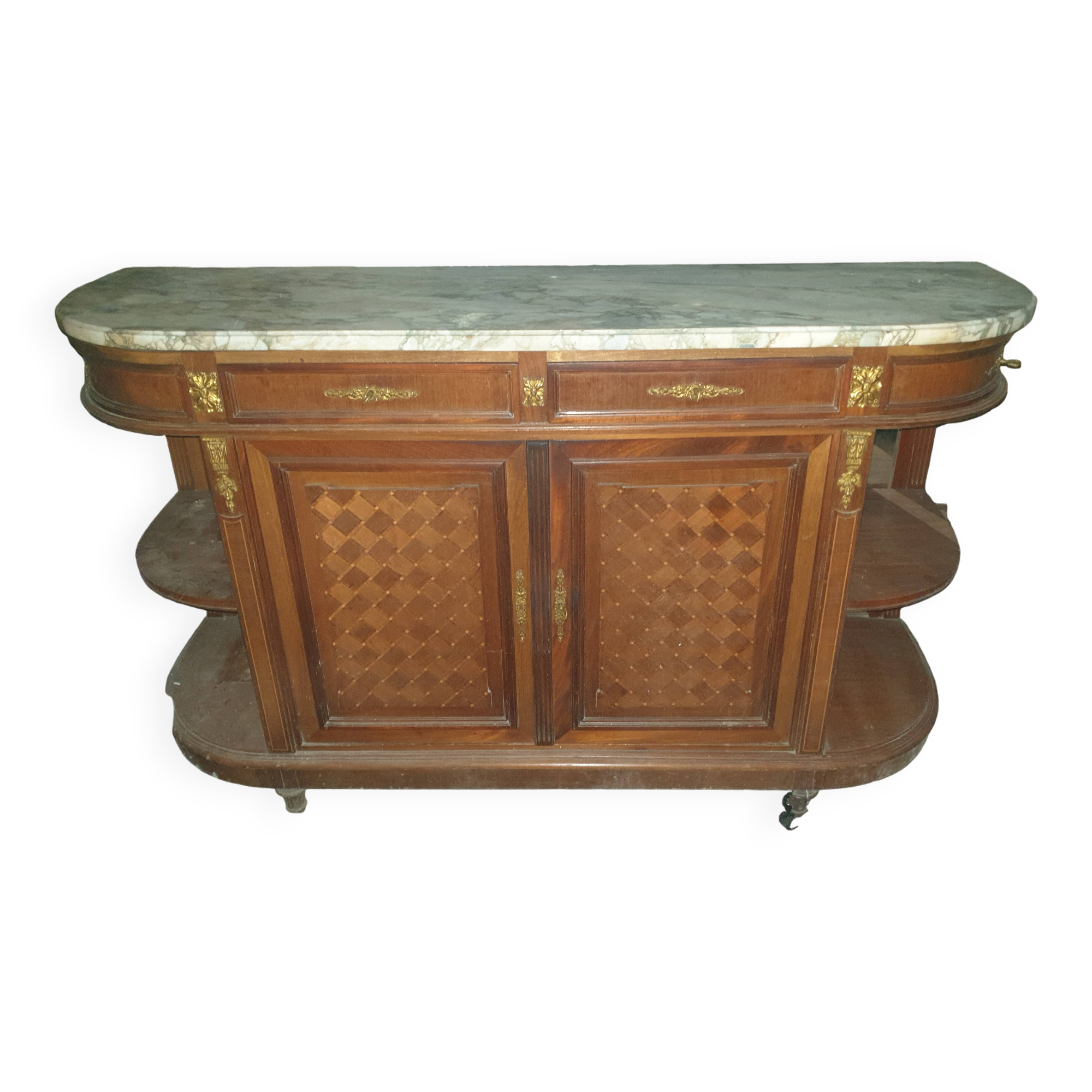 Half-moon buffet in Louis XVI style, mahogany.