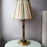 Brass lamp with pleated cap, 70s, Hollywood Regency