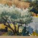 Watercolour landscape of Provence "the fort on the town", early 20th century.