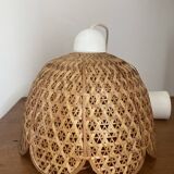 Vintage wicker rattan flower suspension