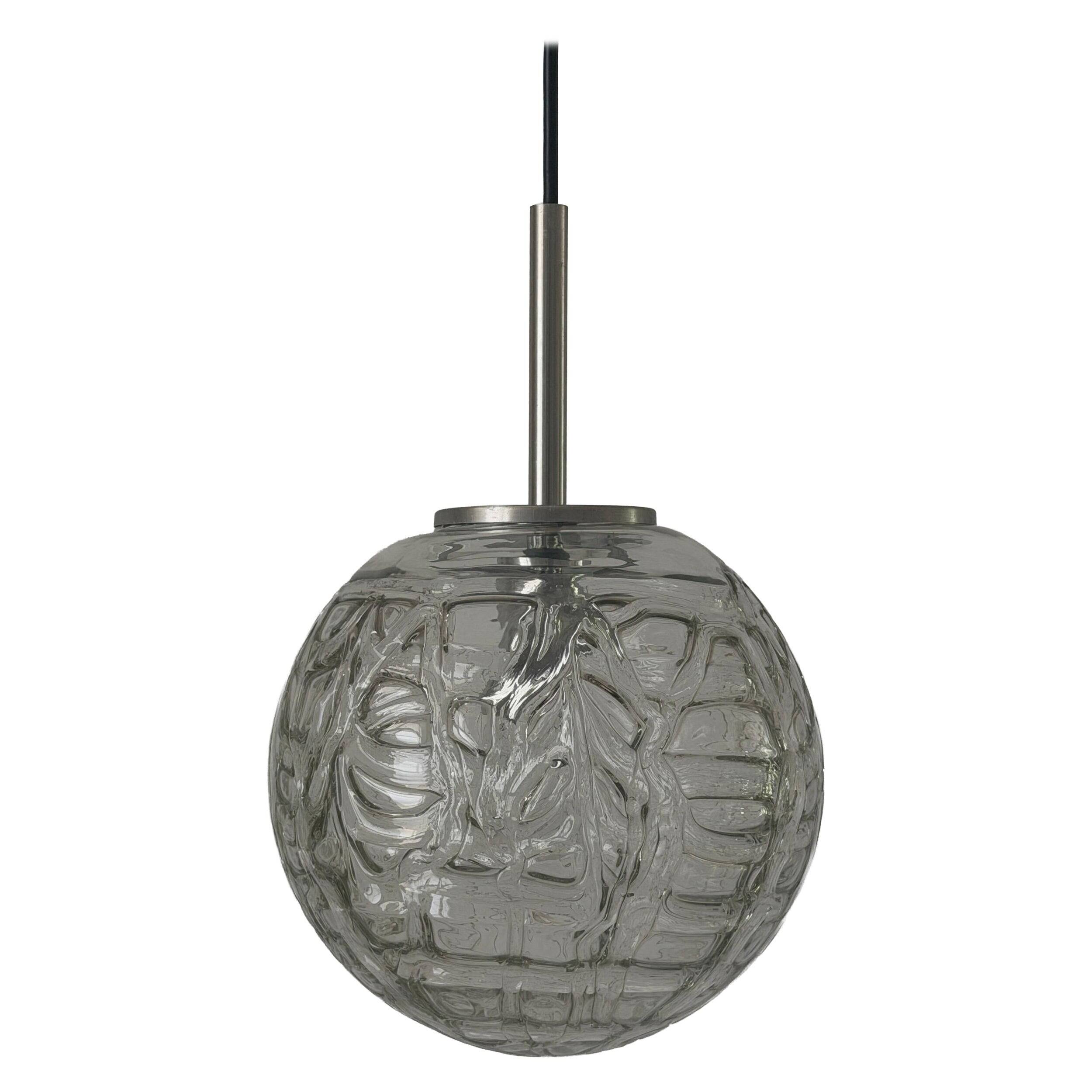 Hanging lamp in hand-blown white glass by Doria Leuchten, 1960s Germany