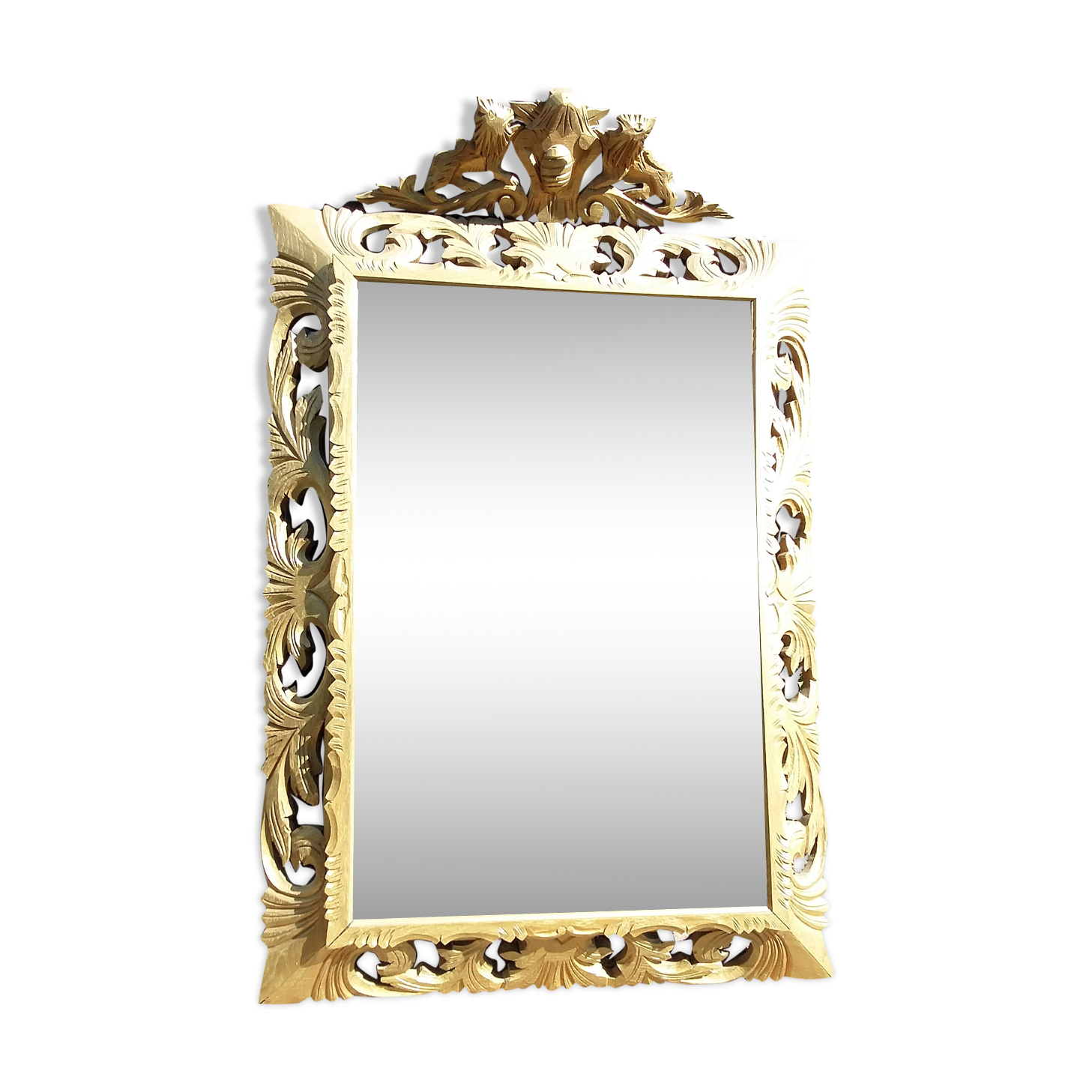Renaissance style mirror in gilded wood