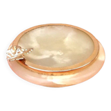 1970s Onyx ashtray with a gold metal rim.