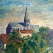 French Impressionistic Village Cottage Landscape Painting