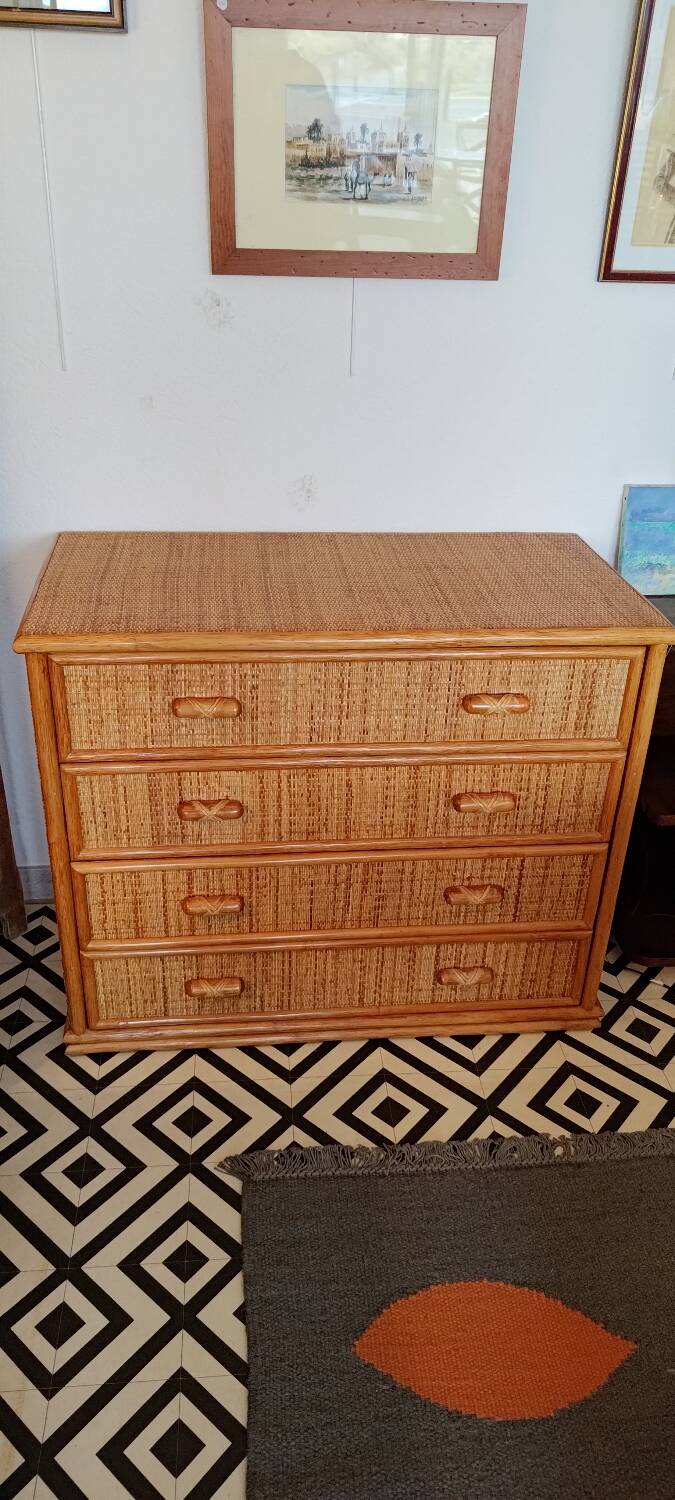 Rattan chest of drawers from the 70s-80s