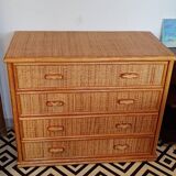 Commode rotin années 70-80
