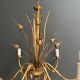Golden Metal Chandelier with Reed Bouquet Decoration. Coco Chanel Style. Work