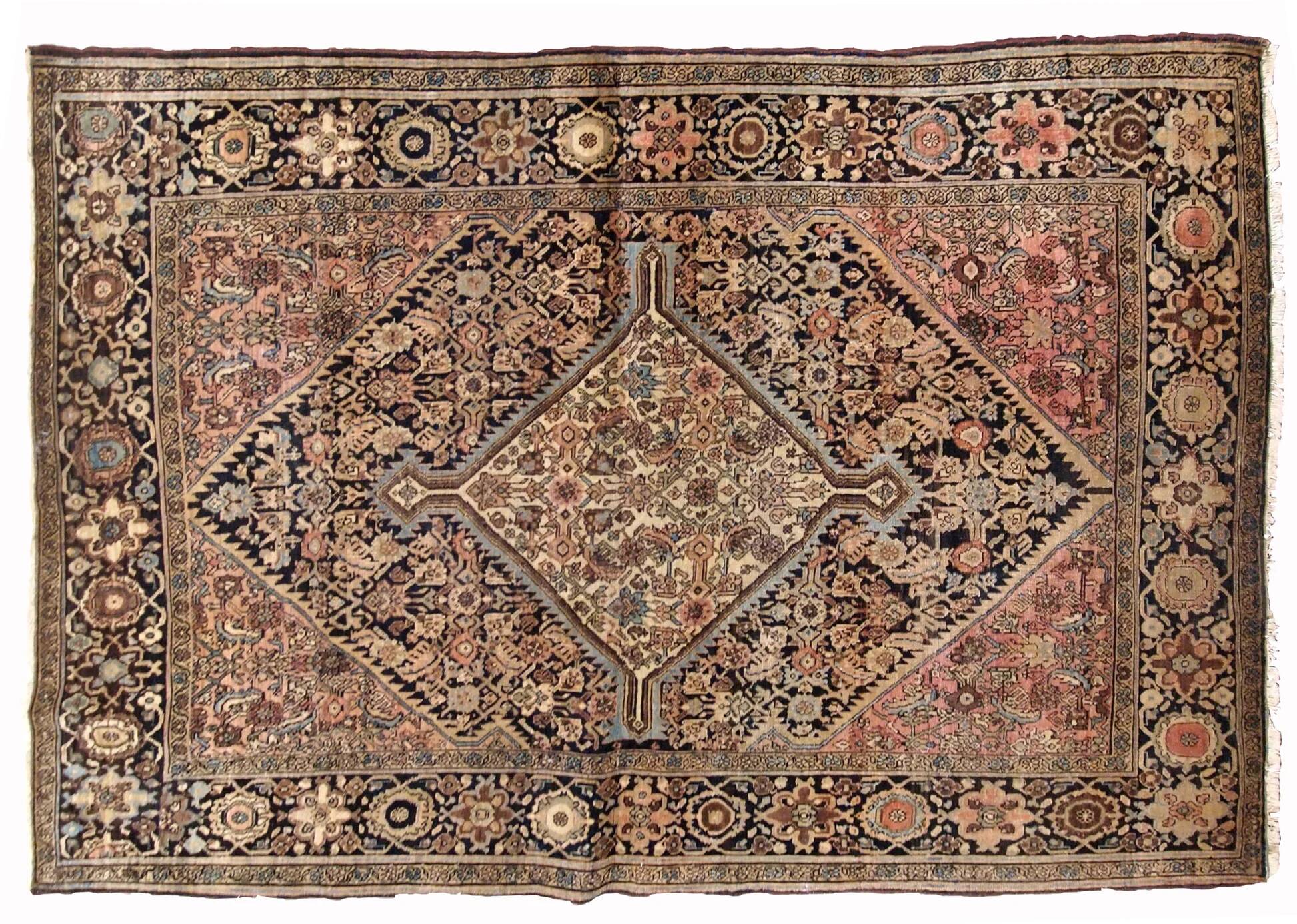 Handmade antique Persian Sarouk Farahan rug 103cm x 161cm 1880s