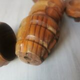 Carved wood shells salt and pepper shaker