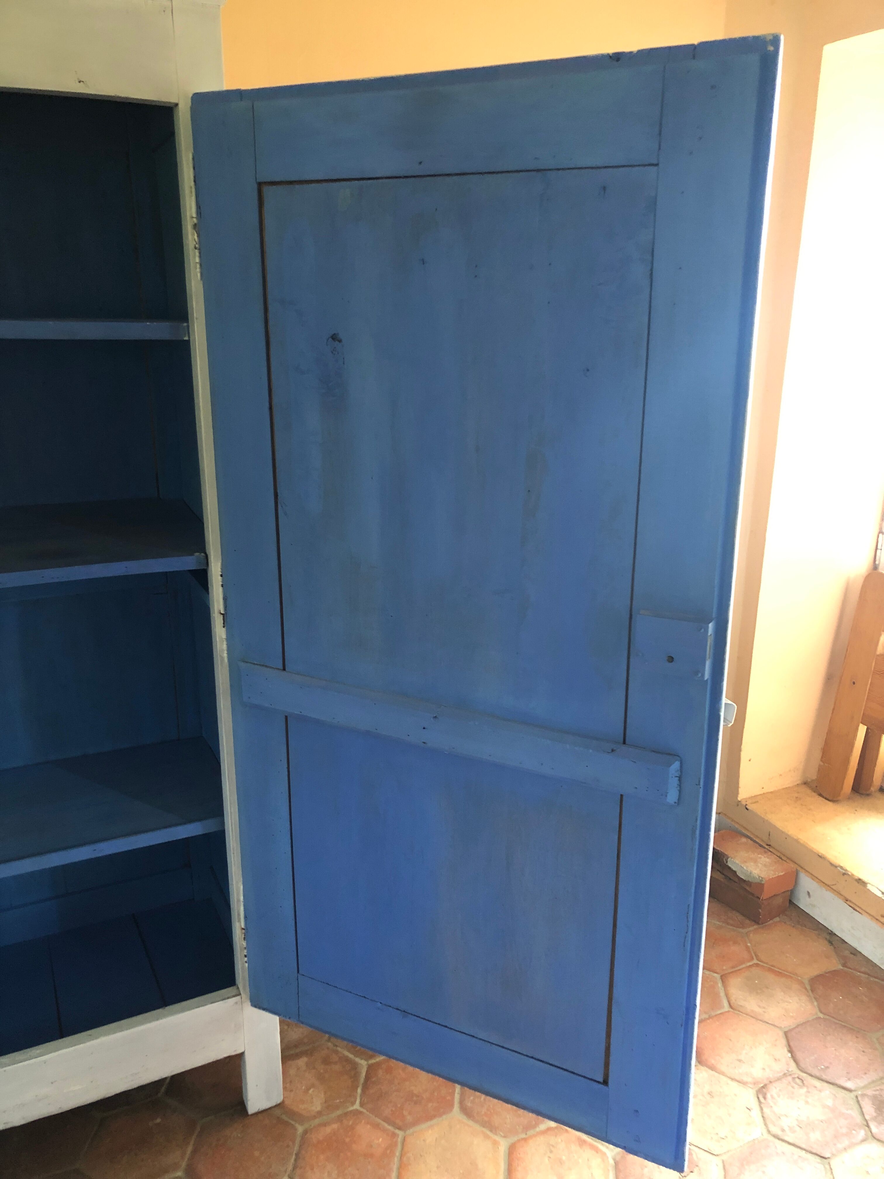 Wardrobe a door in white wood painted gray