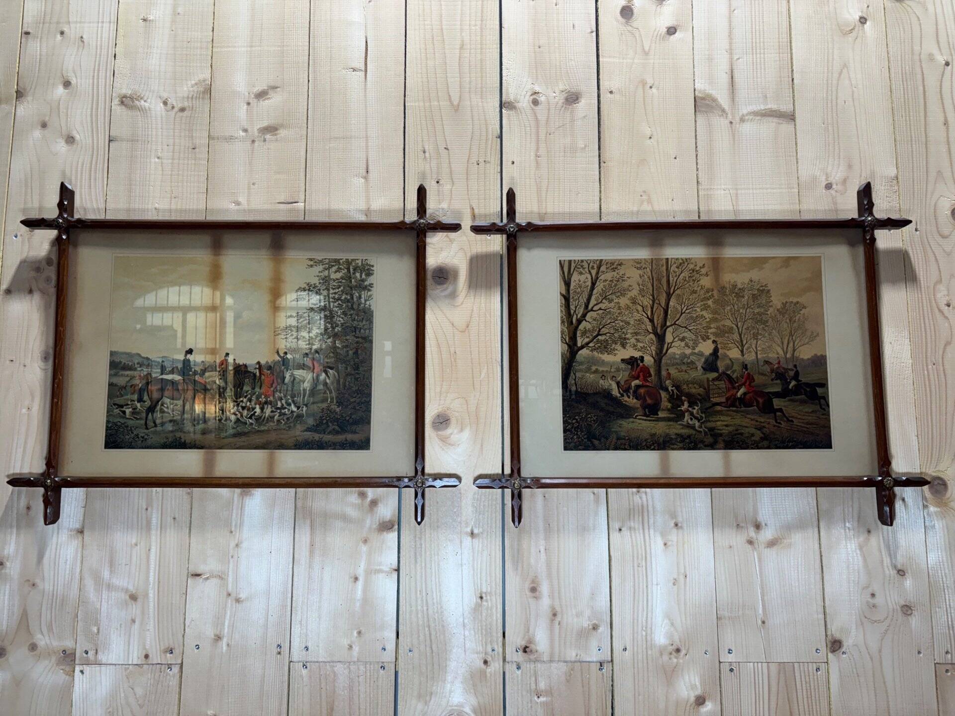 2 framed hunting scenes