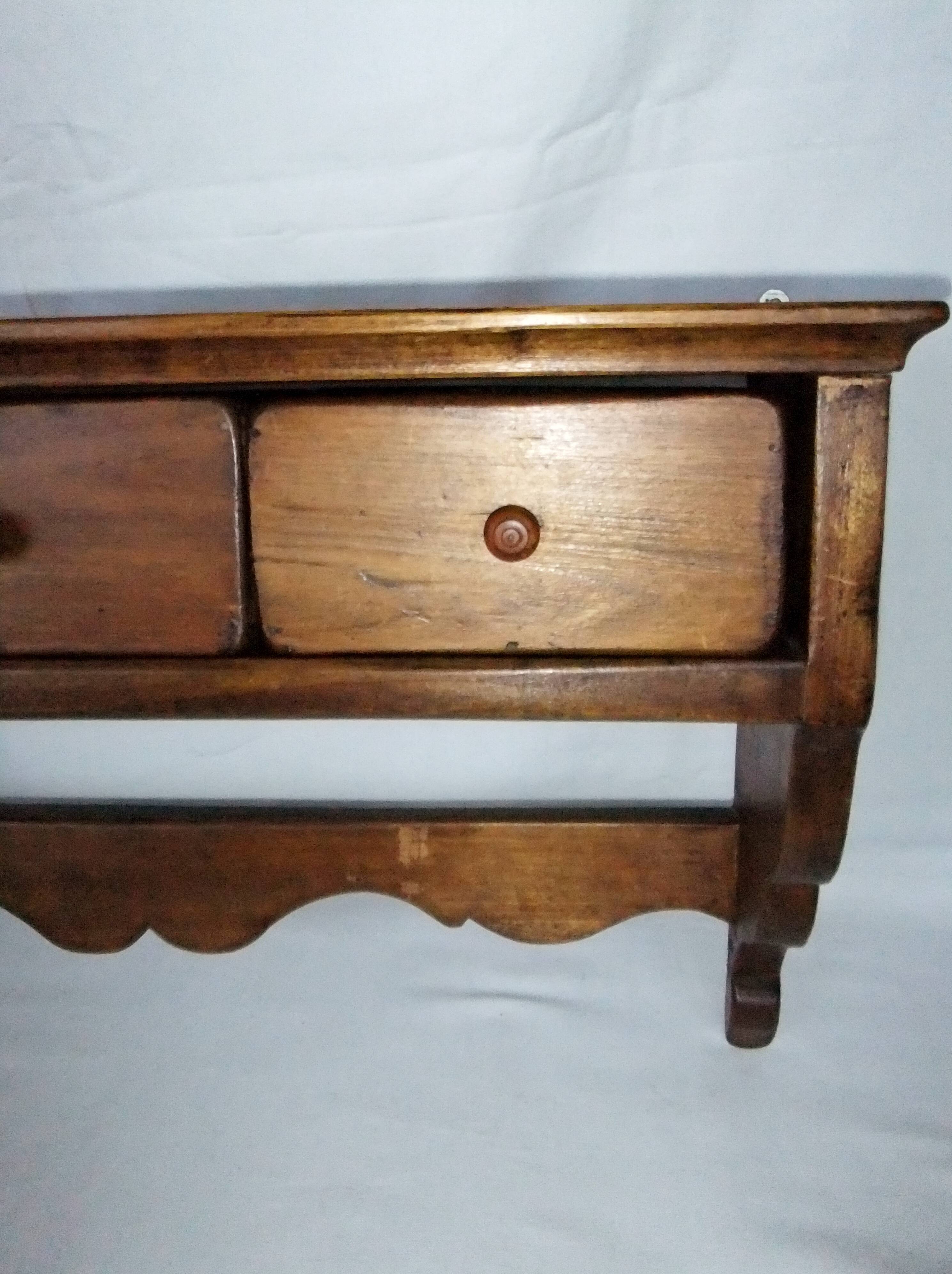 Curved wooden wall shelf storage drawers 69 cm