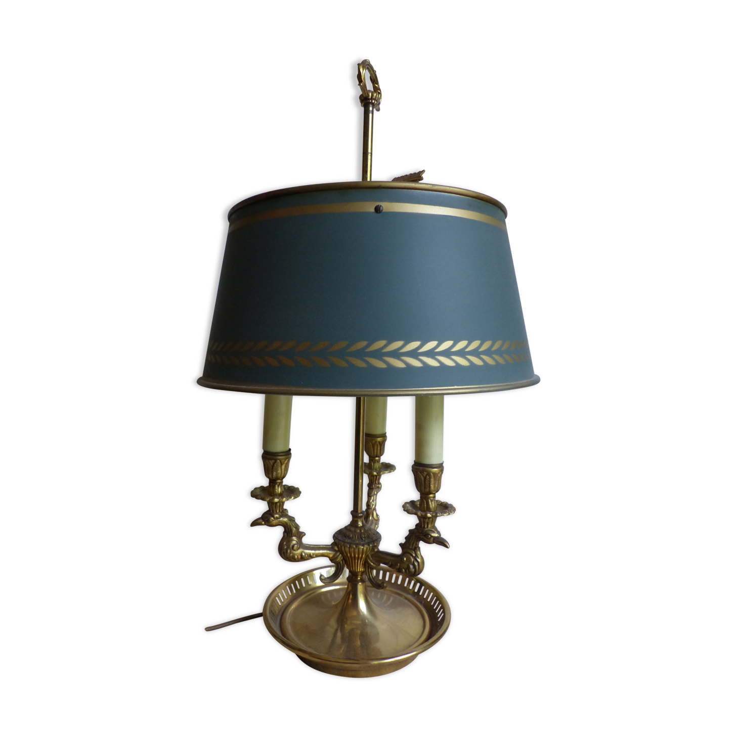 Golden bronze hot water lamp and tin lampshade