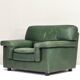 Roche Bobois lounge armchair in original green patinated leather, 1970