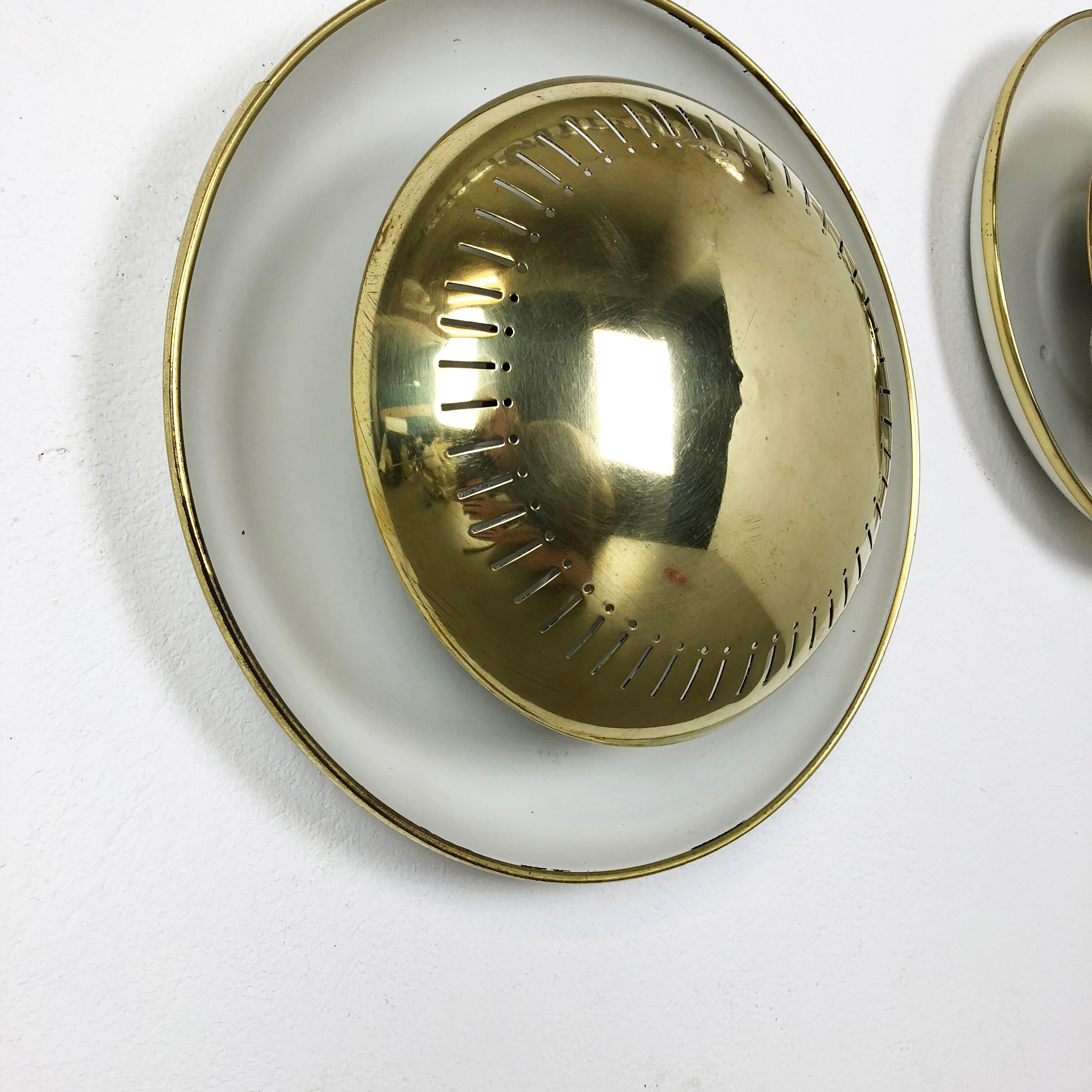 Set of two modernist brass metal sconces wall light, italy, 1950s